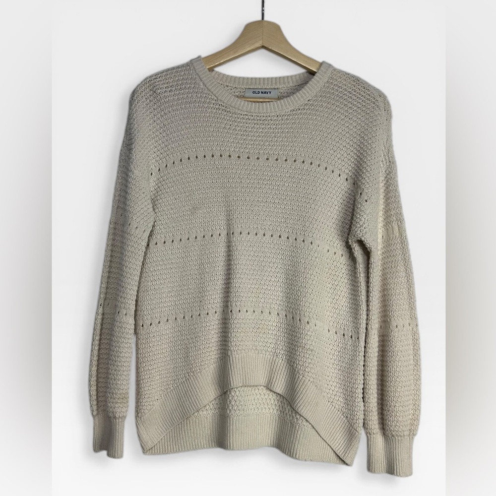 5 for $25🔥Old Navy Cream‎ Knit Long Sleeve High-Low Sweater Girls Large (10-12)